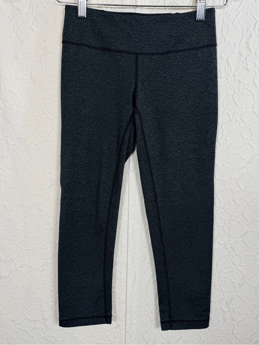 Zella Charcoal Gray Heathered Mesh Insert Cropped Leggings Sz XS